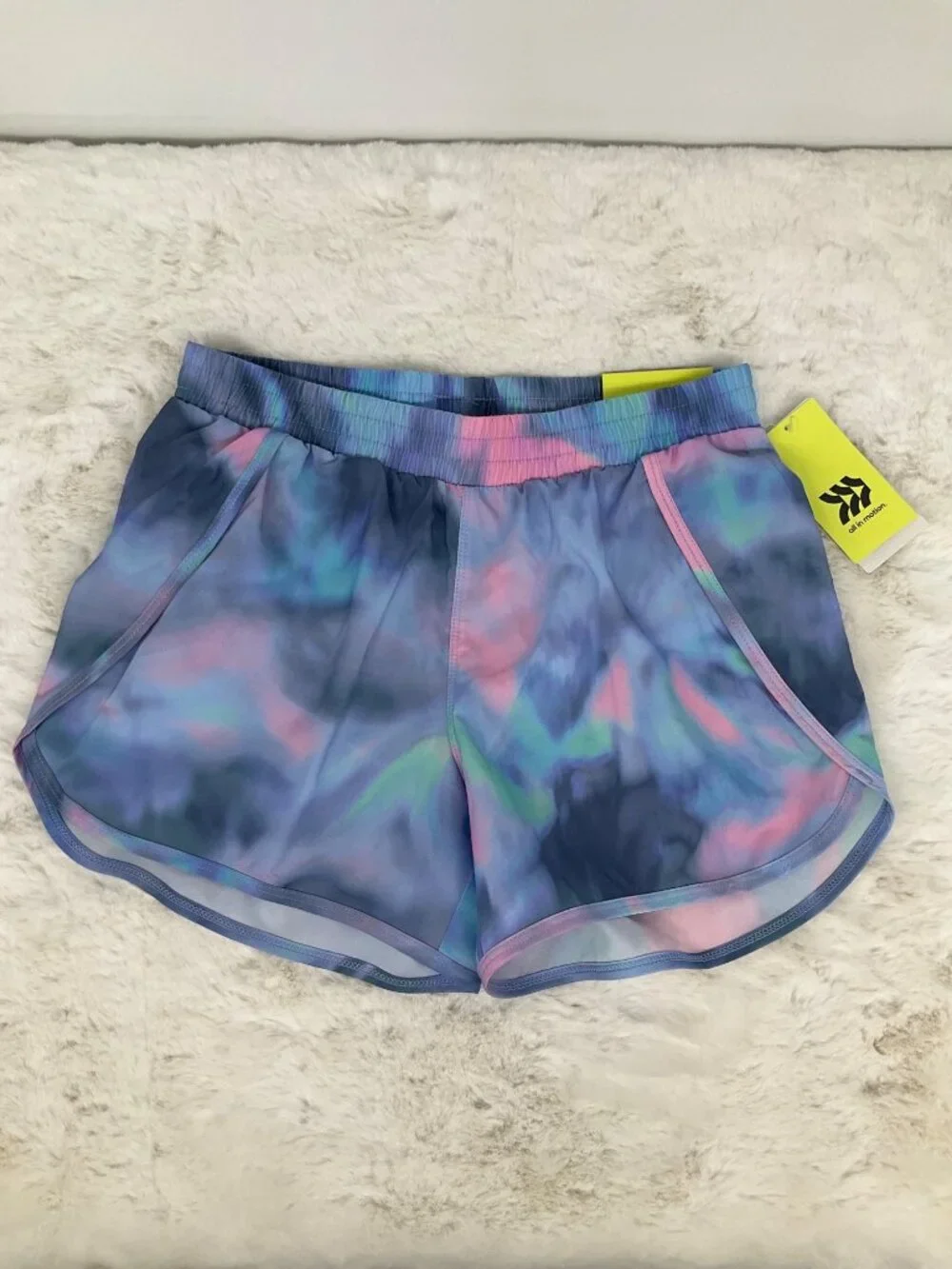 All In Motion Bottoms size XL (14) Girls Tie-Dye Athletic Shorts Blue/ Pink/Pur